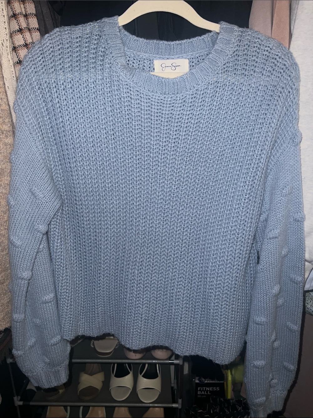 Jessica Simpson Light Blue Chunky Knit Crewneck Sweater